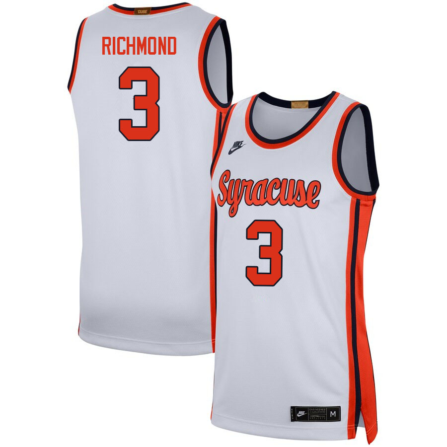 Men #3 Kadary Richmond Syracuse White College Basketball Jerseys Sale-White